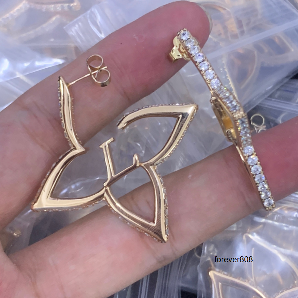 Stud Jewlery Designer Woman Brass Glod Plated Stud Earring Crystal Rhinestone Fashion Jewelry Accessories Woman Designer Thanksgiving Day Party forever808