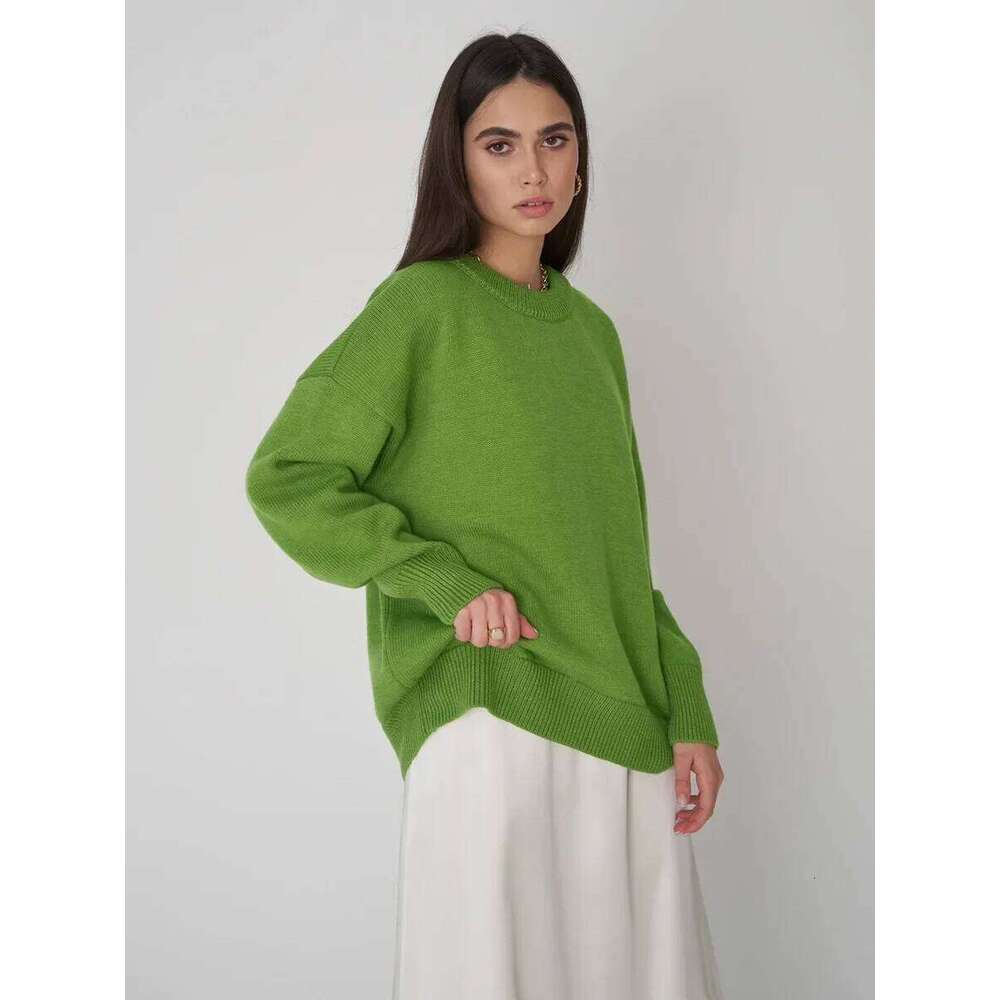Blubelle Women's O Neck Sweaters Autumn Winter Thick Warm Oversized Casual Loose Knitted Pullover Jumper Female Tops