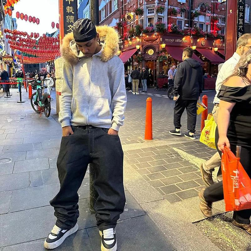 Hoodie Coat Cool Male Artificial Fur Collar Zip Up Plush Coat Men's Clothing Hoodies Solid Color Hip Hop Streetwear American Style Hooded Sweatsh