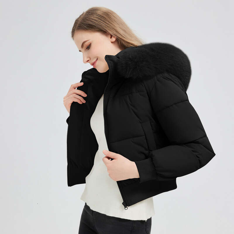Winter Style Fur Collar Casual Versatile Jacket for Women, Short Warm Cotton Coat, New Hooded Outerwear