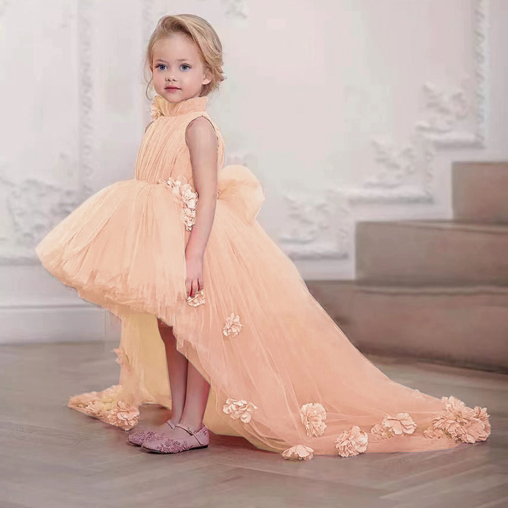 Pink Tulle Lace Fragmented Flower Girl Dress First Wedding Flower Child Birthday Banquet Sacrament Customized Dress Z250630