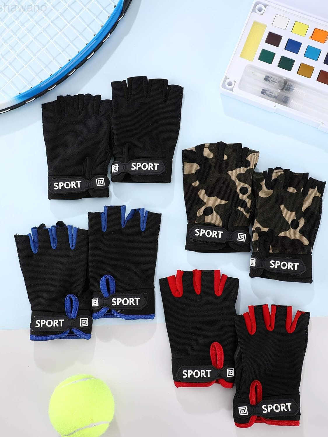 4 Pairs Kids Half Finger Cycling Gloves Non Slip Sports Gloves for Summer Outdoor Sports ChildrenW250911