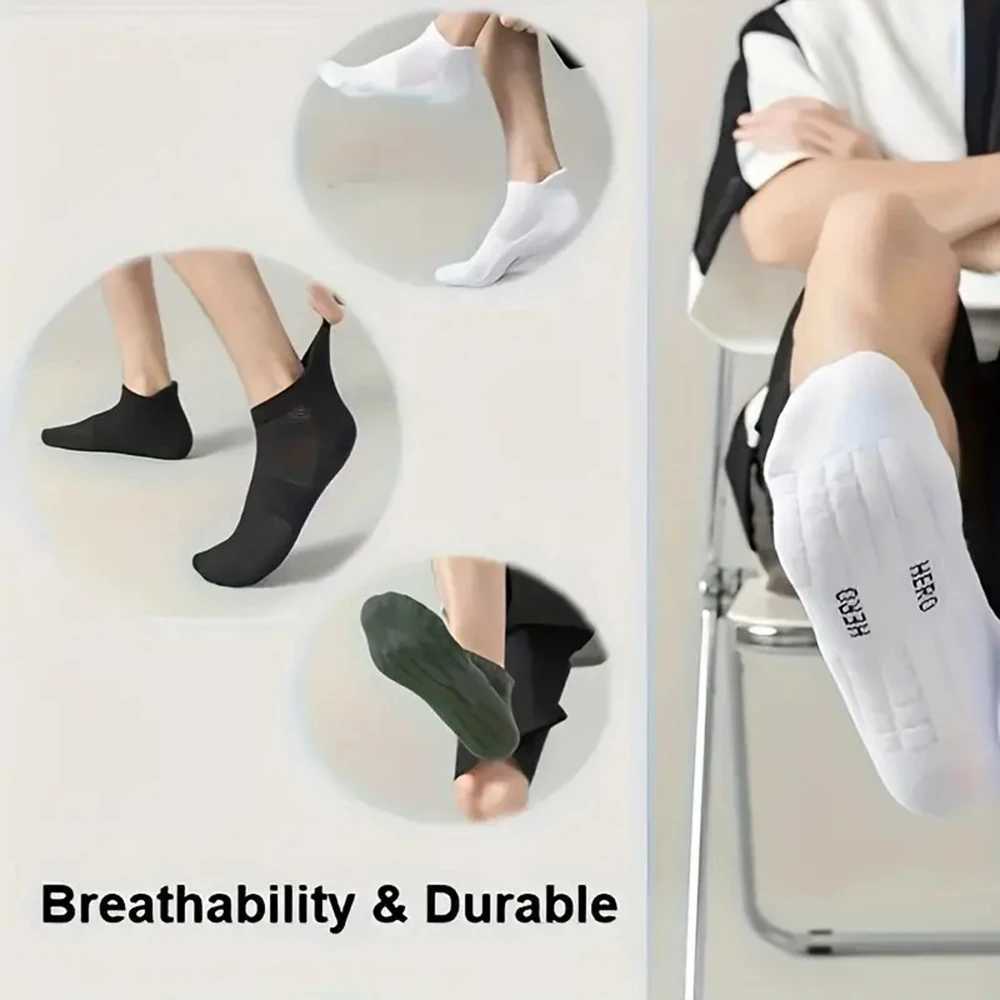 5 Pairs Men Ankle Boat Socks Fashionable Suitable Men Women Absorbing Sweat Odor Proof Breathable Spring Summer Casual Socks D250911