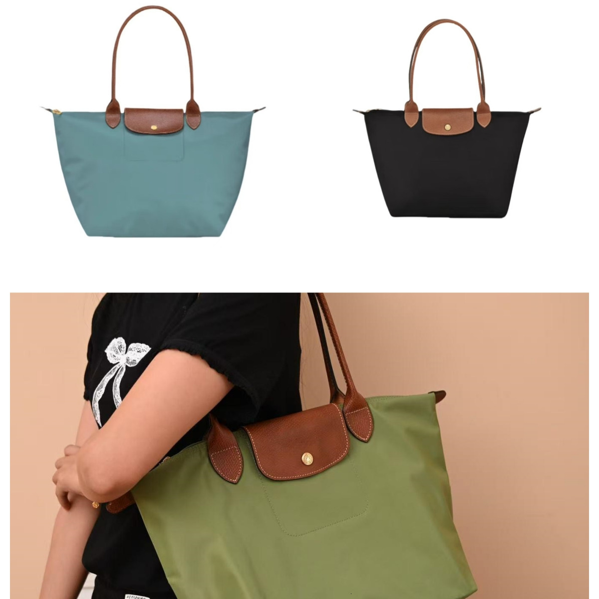 Tote Designer longneis Champes Bag New French Nylon Shoulder Bag Handbag Underarm Bag Tote Bag Large Capacity Dumpling Bag Commuter Navy Energy Bag