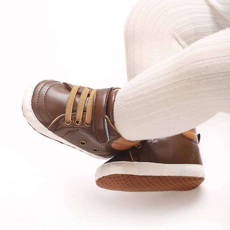 High Top Spring And Autumn 0-18M PU Soft Sole Breathable Baby Casual Sports Walking Shoes