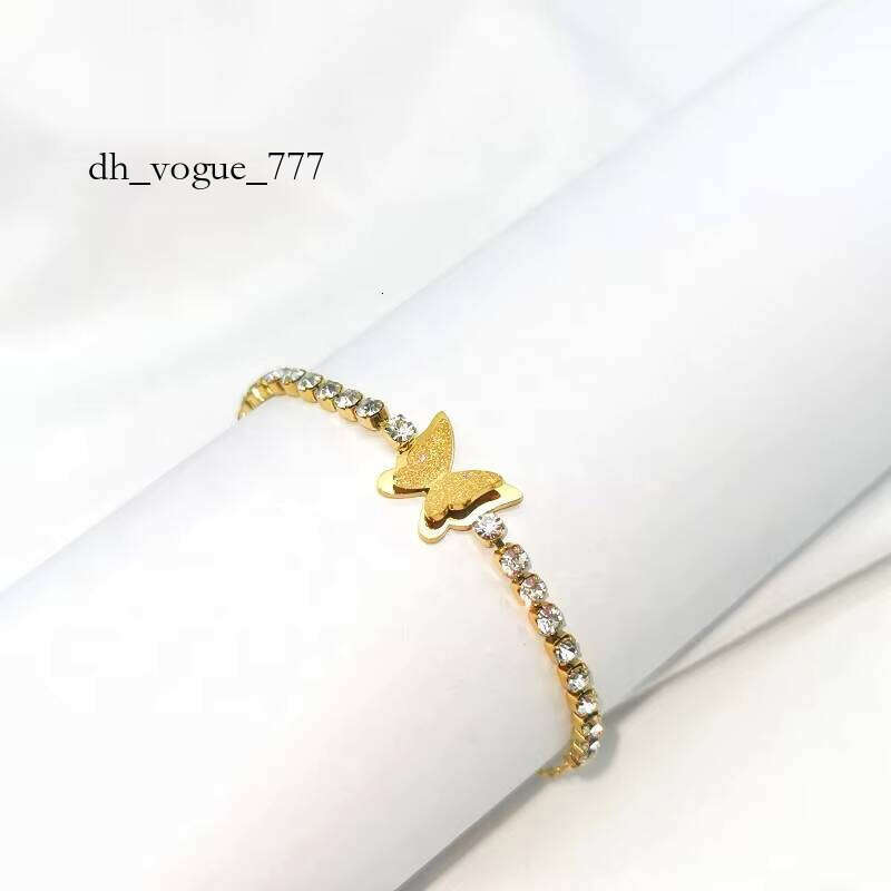 Hot Selling Trendy Hand Jewellery Butterfly Charm Gold Moissanite Tennis Chain Bracelet for Women
