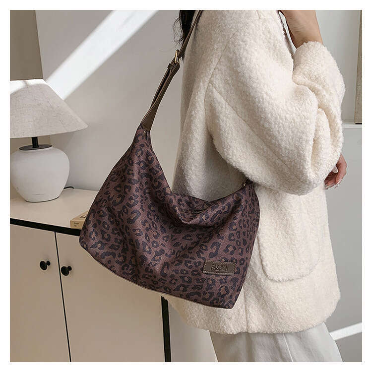 Trendy Texture Matte New Single Shoulder Designer Bags Crossbody Underarm Tote Lunch Box Square Large Capacity Leopard Print Women's Bag