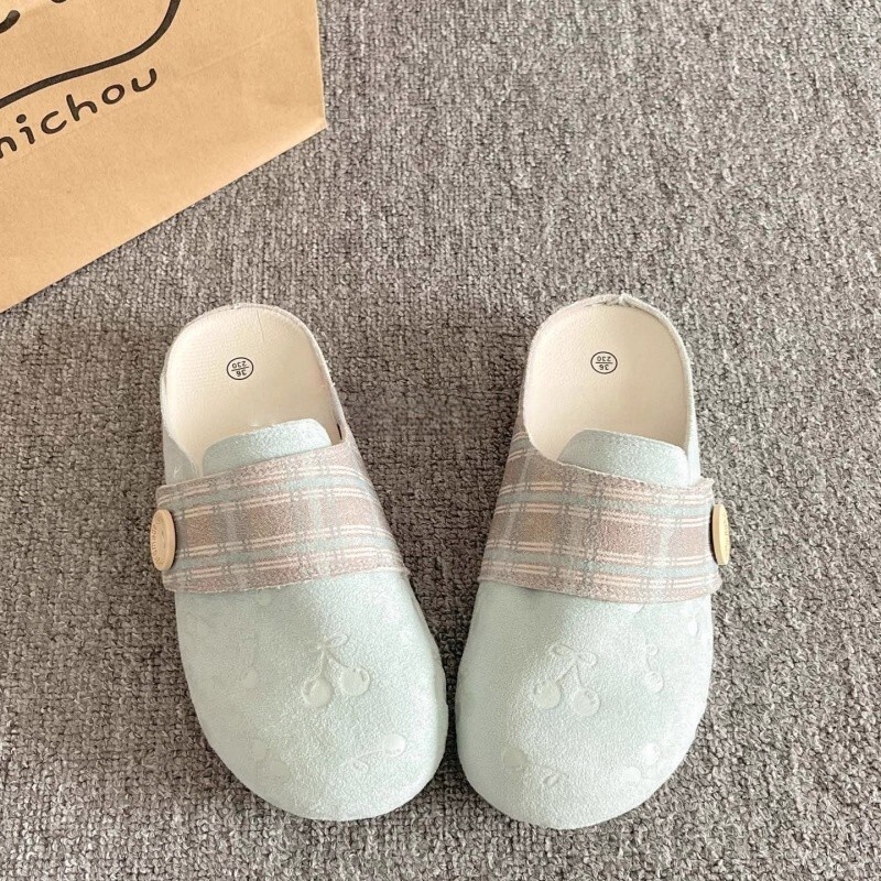 Women's Closed Sandals Autumn New Designer Shoes Women's Outdoor Shoes Flat Bottom Baotou Half Slippers Wearing Lazy Single Shoes
