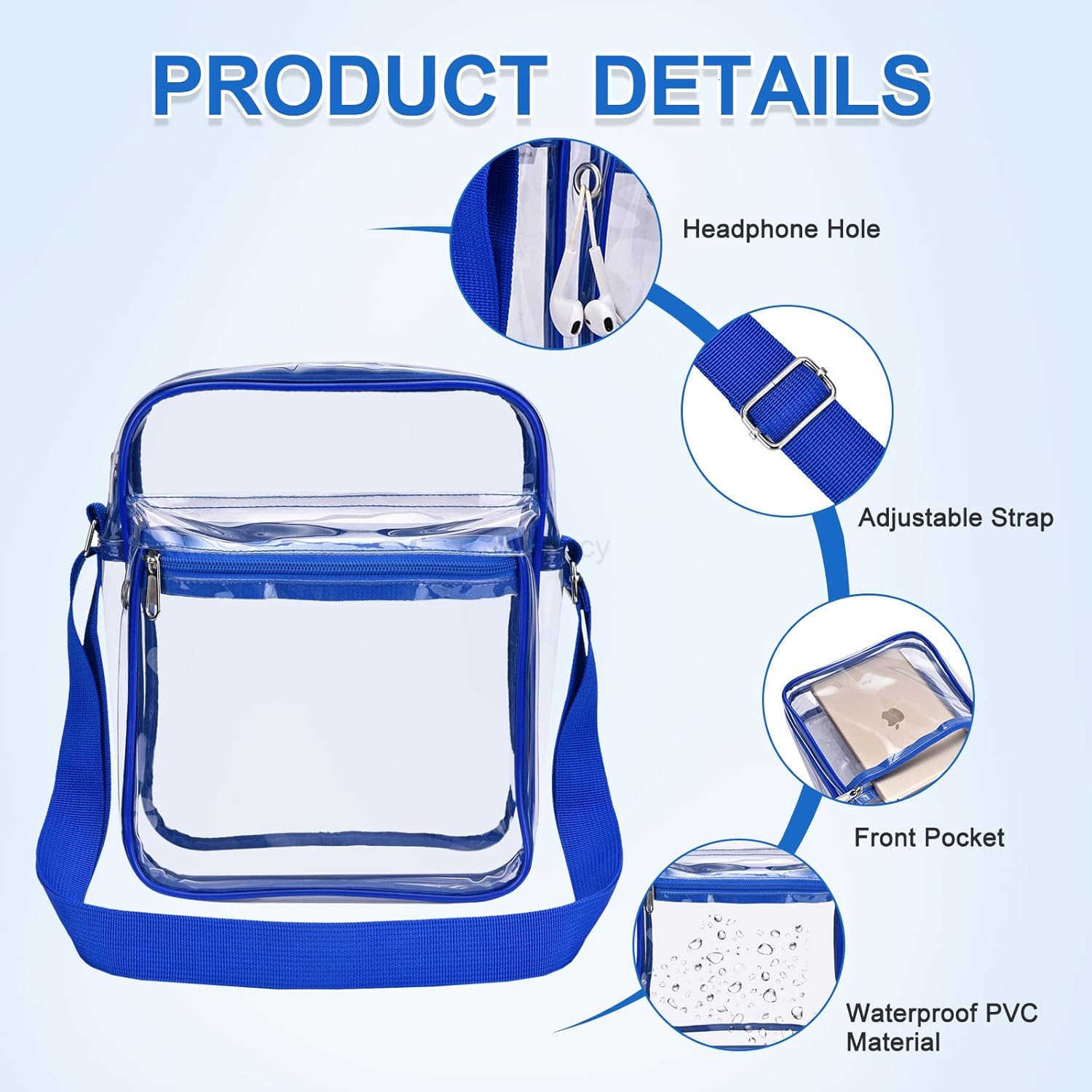 Clear Purse Bag for Stadium Events Clear Messenger Bag for Men and WomenW250911