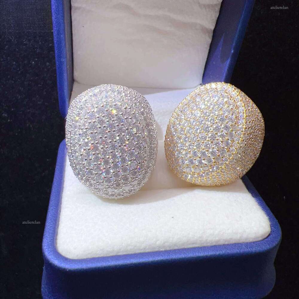 Ready to Ship Sterling Sier Custom Dia Hip Hop Iced Out VVS Moissanite Mens Ring