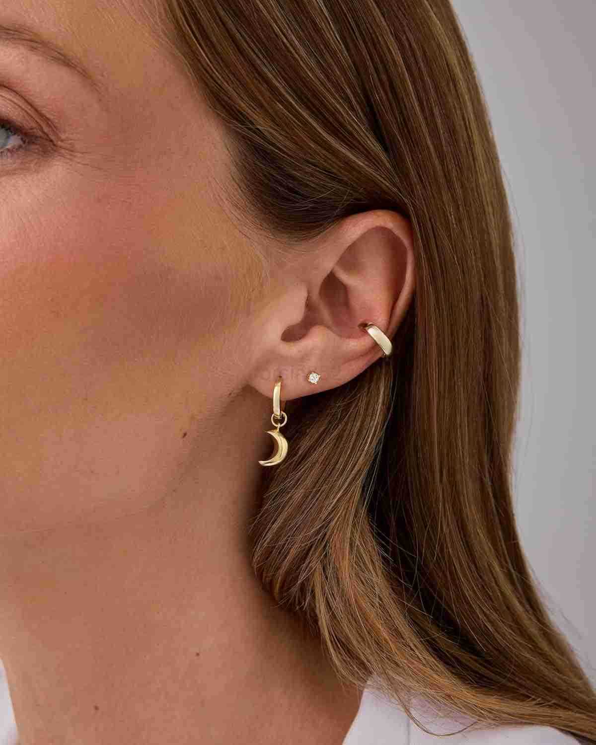 14K Gold Plated Sterling Silver Posts Charm Huggie Earrings for Women Lightweight Heart Moon Flower Star Drop Dangle Huggie Charm EarringW250911