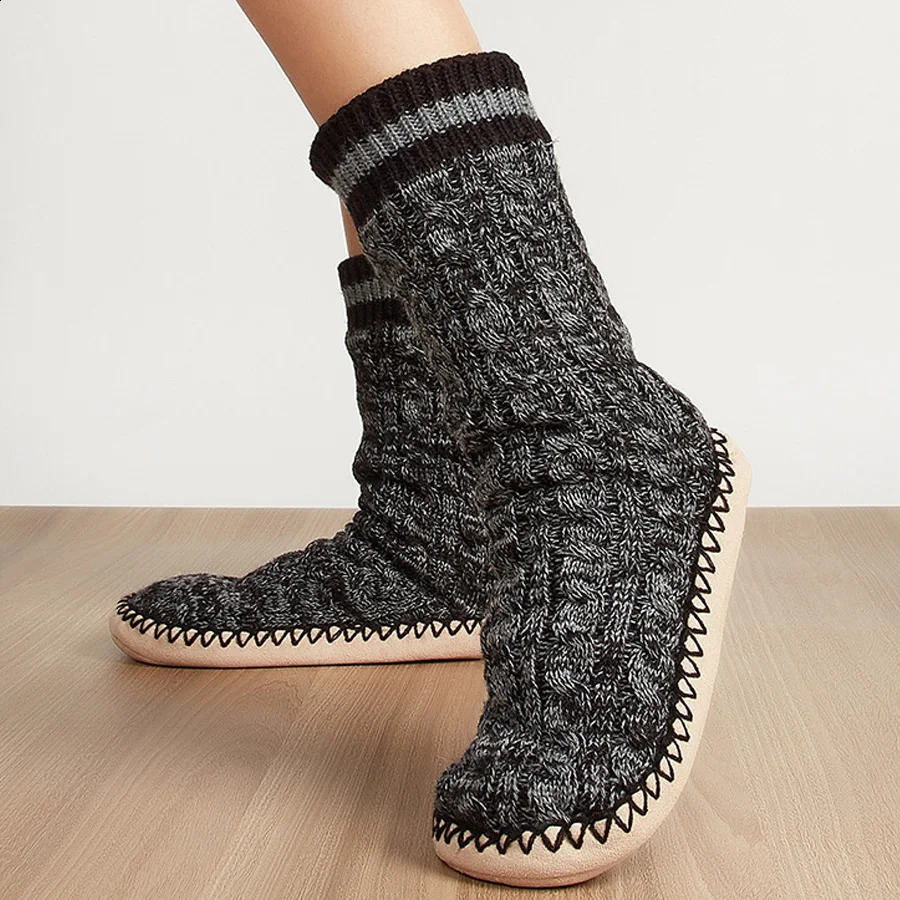 Mens slippers For Home Thicken Warm Floor Slippers Socks NonSlip Indoor Fashion Plush Slippers Socks House Shoes Male 250906