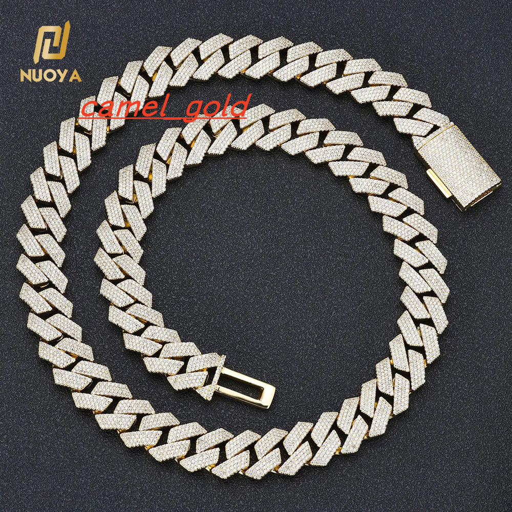 NUOYA Unisex White Gold Plated Brass Micro Pave Zircon Necklace Shiny Diamond Link Iced Jewelry Pearl Money Bag Chain Gift Women