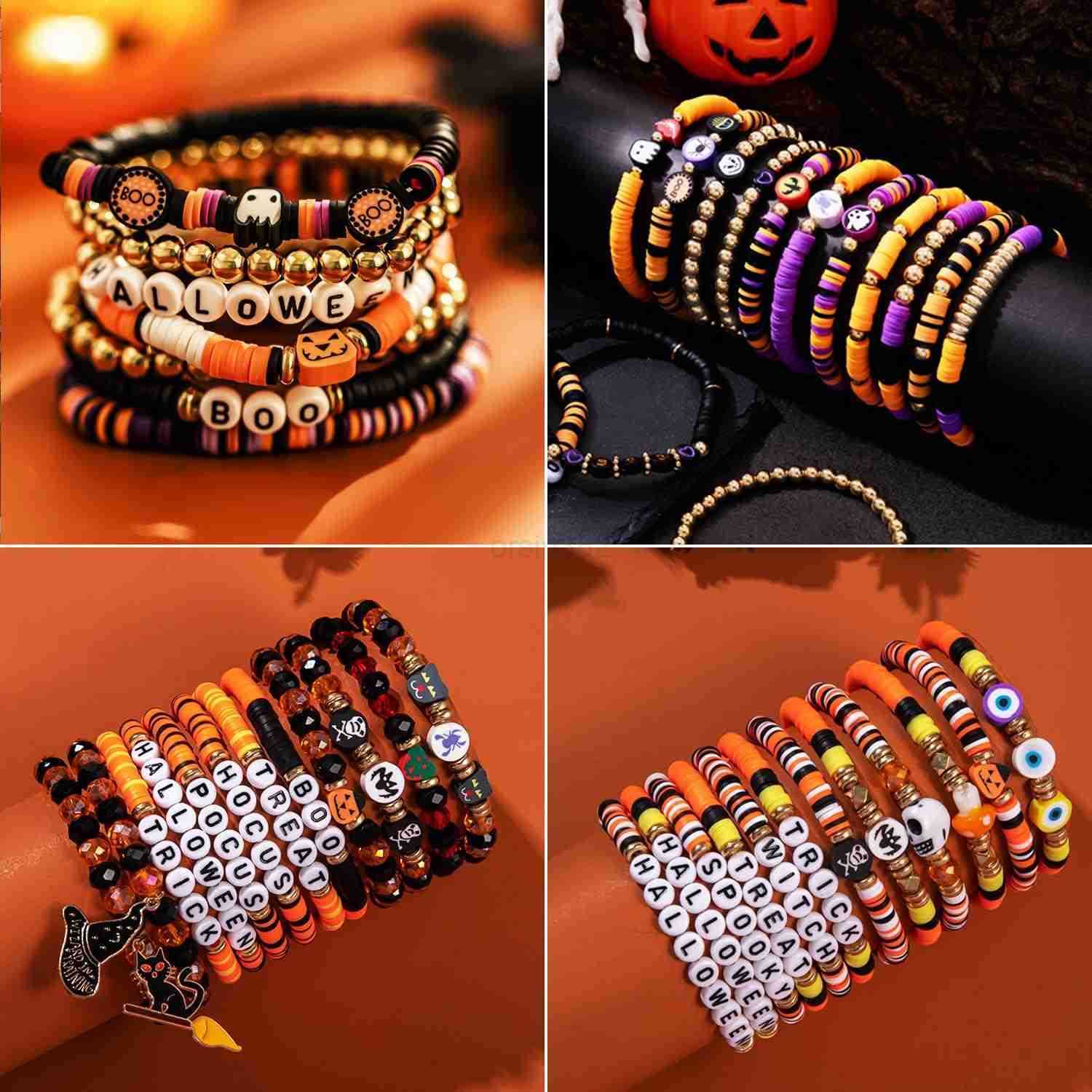 1480pcs Halloween Polymer Clay Beads Charms Friendship Necklace Earring Jewelry Making kit Accessories for Arts Crafts DIY Birthday Gifts for Women Gi