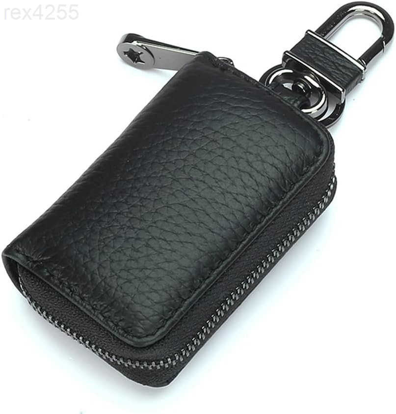 Leather Car Key Case Holder Compact Auto Key Fob Protector Pouch with Zipper for Smart Keys Folding Keys Coins Keychain Wallet for Men WomenW250911