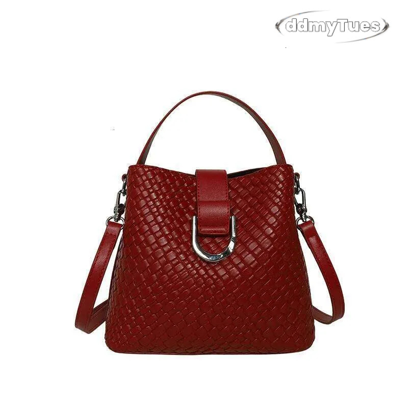 Design Handbag Fashionable Women Chain Strap Shoulder Elegant Vintage Zipper Crossbody Large Woven Capacity Bucket Bag TUES