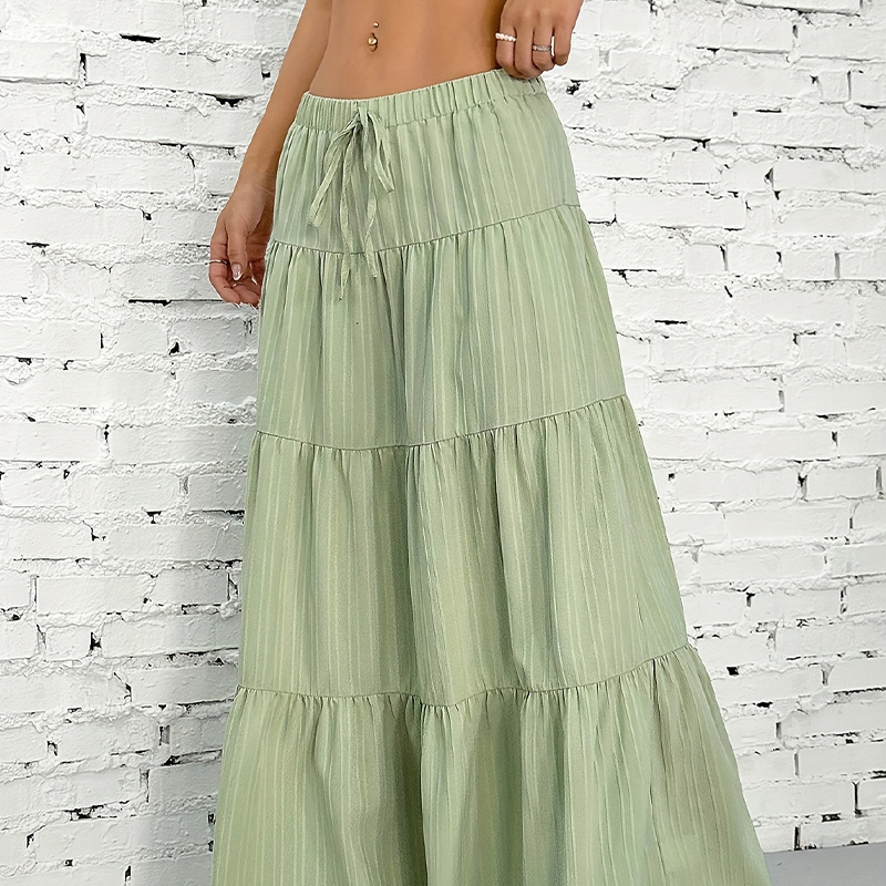 Elegant half-length skirt with LACES and large hem, loose long skirt in the style of Europe and America for women