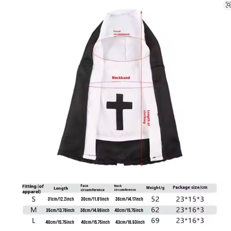 Whimsically Pet Nun Cloak Robe Dress Halloween Costume Parties Supplies for Dog Cats Photoshoots Fun Cosplay Outfits