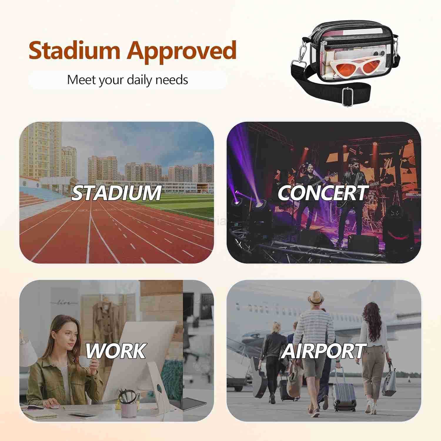 Clear Bag for Stadium Events Clear Purse with Removable Strap Transparent Bag for Concert and Sport EventsW250911