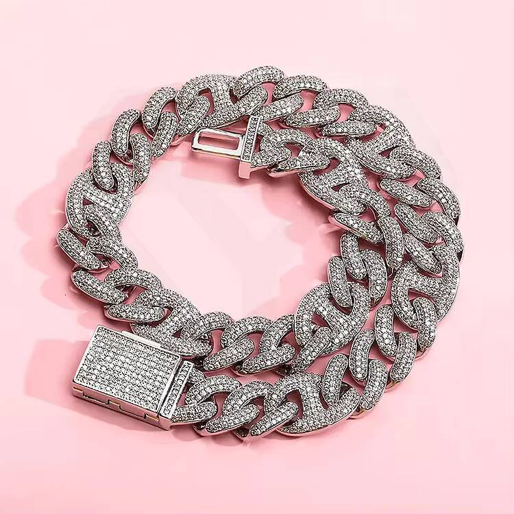 Wholesale 15mm Two Tone Mariner Cuban Link Chain Necklace Micro Pave CZ Moissanite Diamond Hip Hop Style for Wedding Gifts