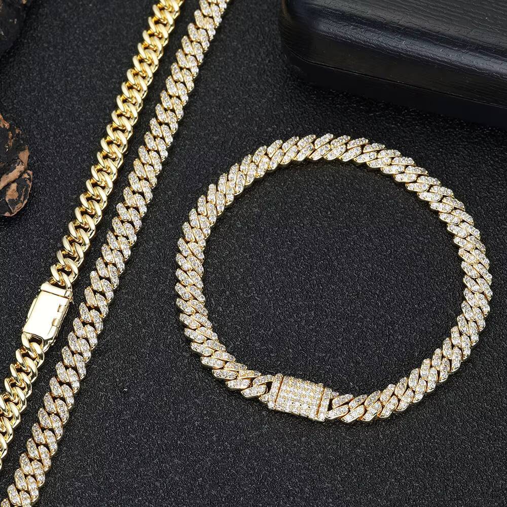 Hip Hop Jewelry 6mm Silver Plated Miami Cuban Link Necklace for Men Single Row Iced CZ Prong Cuban Chain Fine Chains Necklaces