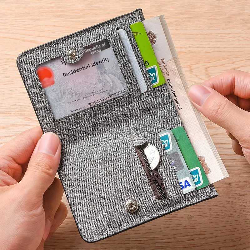 Mens minimalist vertical canvas wallet with multiple card slots personalized student wallet ultrathin folding small wallet W250911