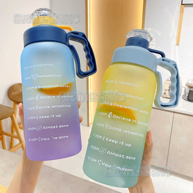 Gorgeous Gradient Space Plastic Cup Sports Water Cup Female Summer Portable Large Capacity Water Cup Straw Plastic Cup H250911