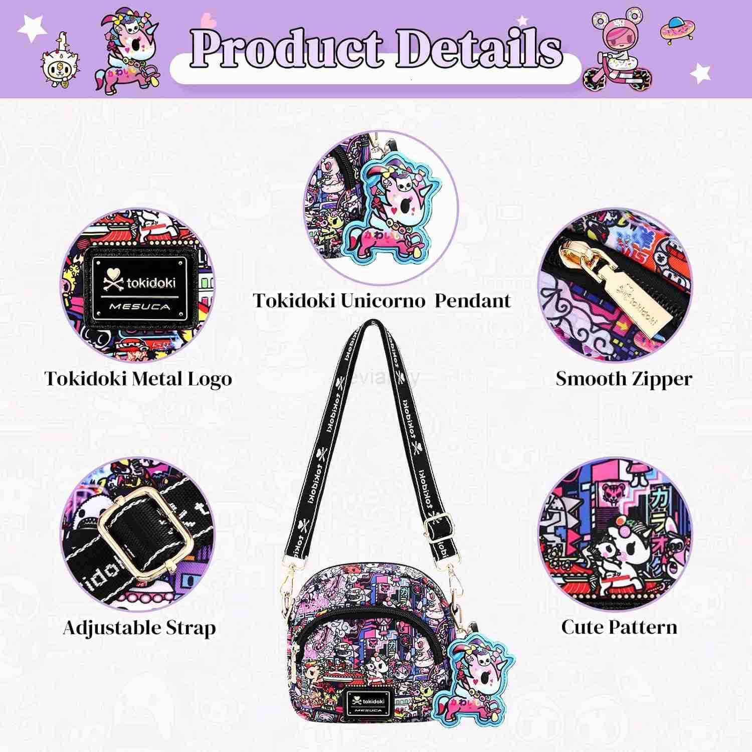 Small Crossbody Purse with Unicorno Keychain Cute Mini Shoulder Bag Wallet Gift for Teen Girls Shopping TravelW250911