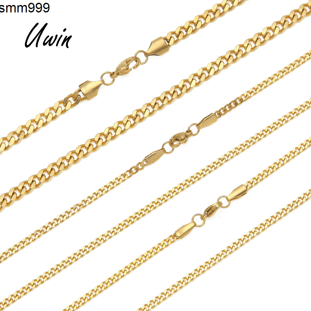 High Quality Stainless Steel Cuban Link Chain 22K Gold Plated Miami Chain Rappers Man Women Necklace