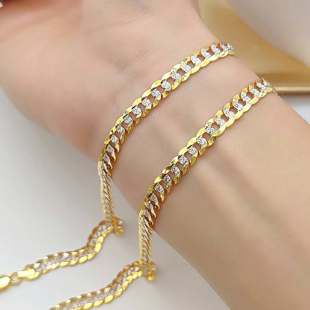 Customized Fine Solid 18k Gold Au750 Cuban Chain Necklace Hiphop TwoColor Clavicle Link Chains Jewelry Necklaces