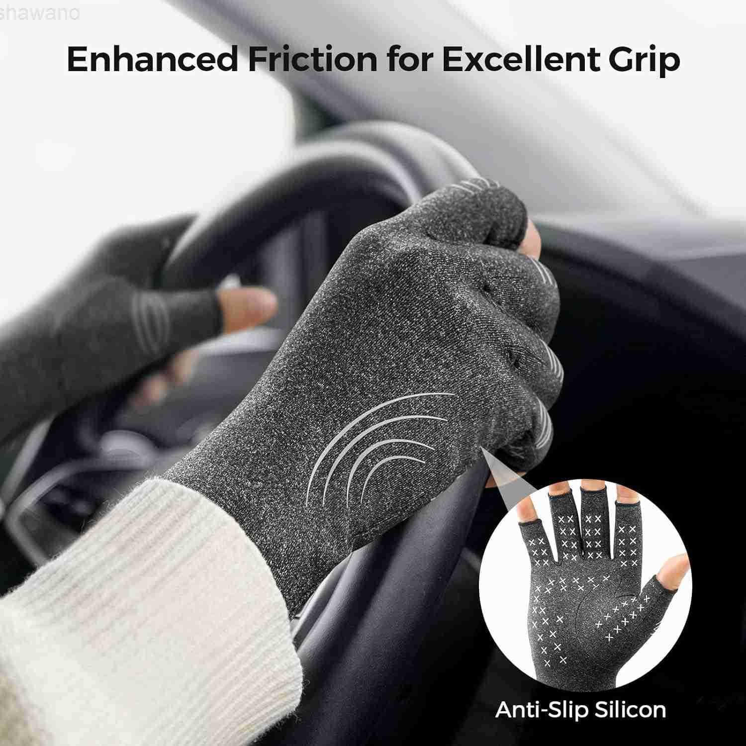 Copper Arthritis Gloves for Carpal Tunnel Pain Relief Strengthen Compression Gloves to Alleviate Hand PainsSwelling Fingerless Computer Typing Gloves 