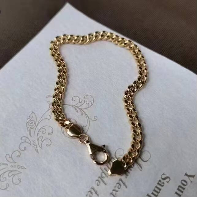 Customized Hip Hop Cuban Link 6-30inch Miami Solid 18K Gold Plain Chain Necklace Bracelet Cuban Link Chain