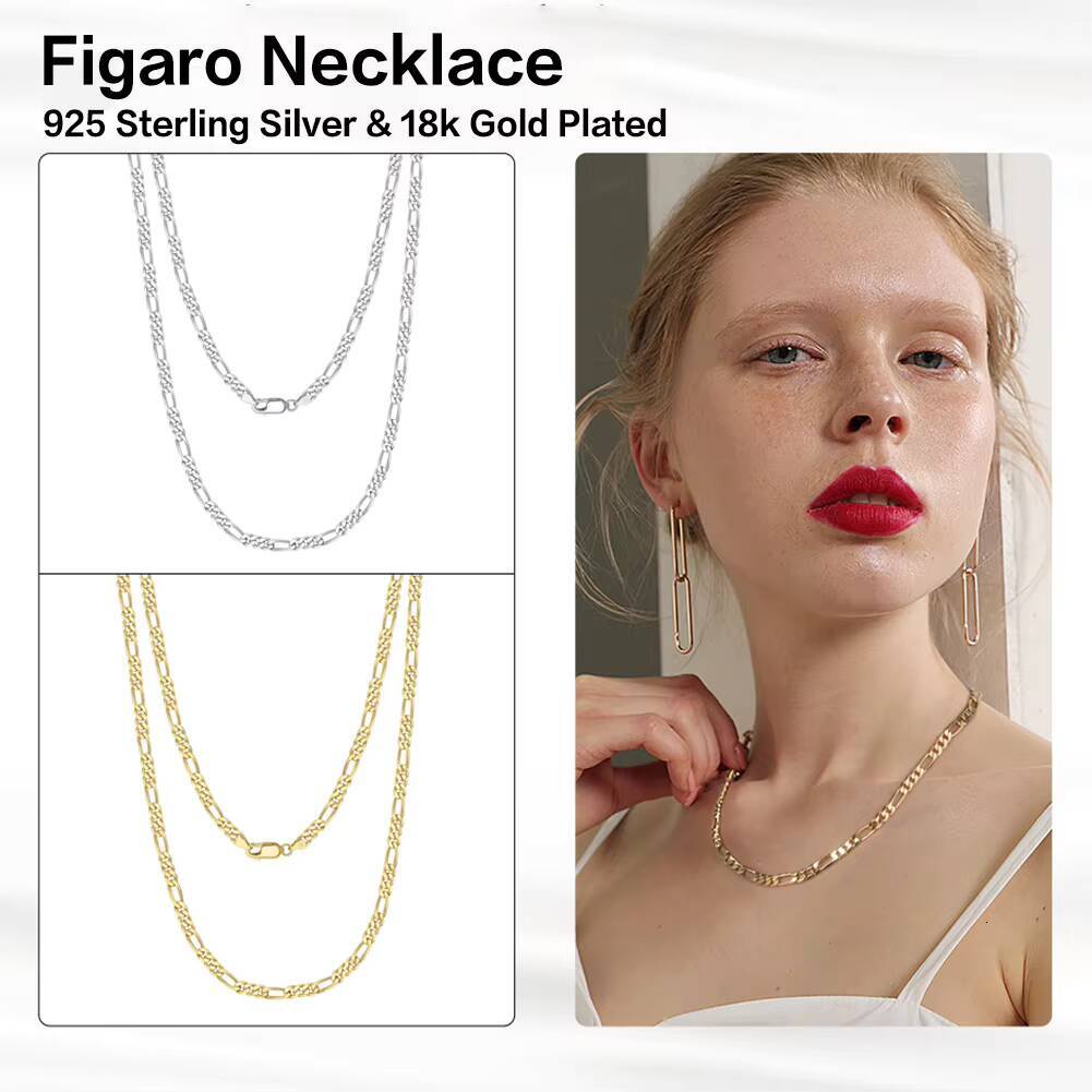 Custom 3 5 7mm Cuban Link Chain Hip Hop Fine Silver Jewelry S925 Sterling Silver Figaro Link Chain Necklace for Mens Women