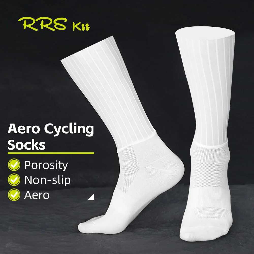 Rrskit Aero Socks TPU Anti Slip Summer Whiteline Cycling Socks Men Bicycle Sport Running Bike Socks Breathable and comfortable D250911