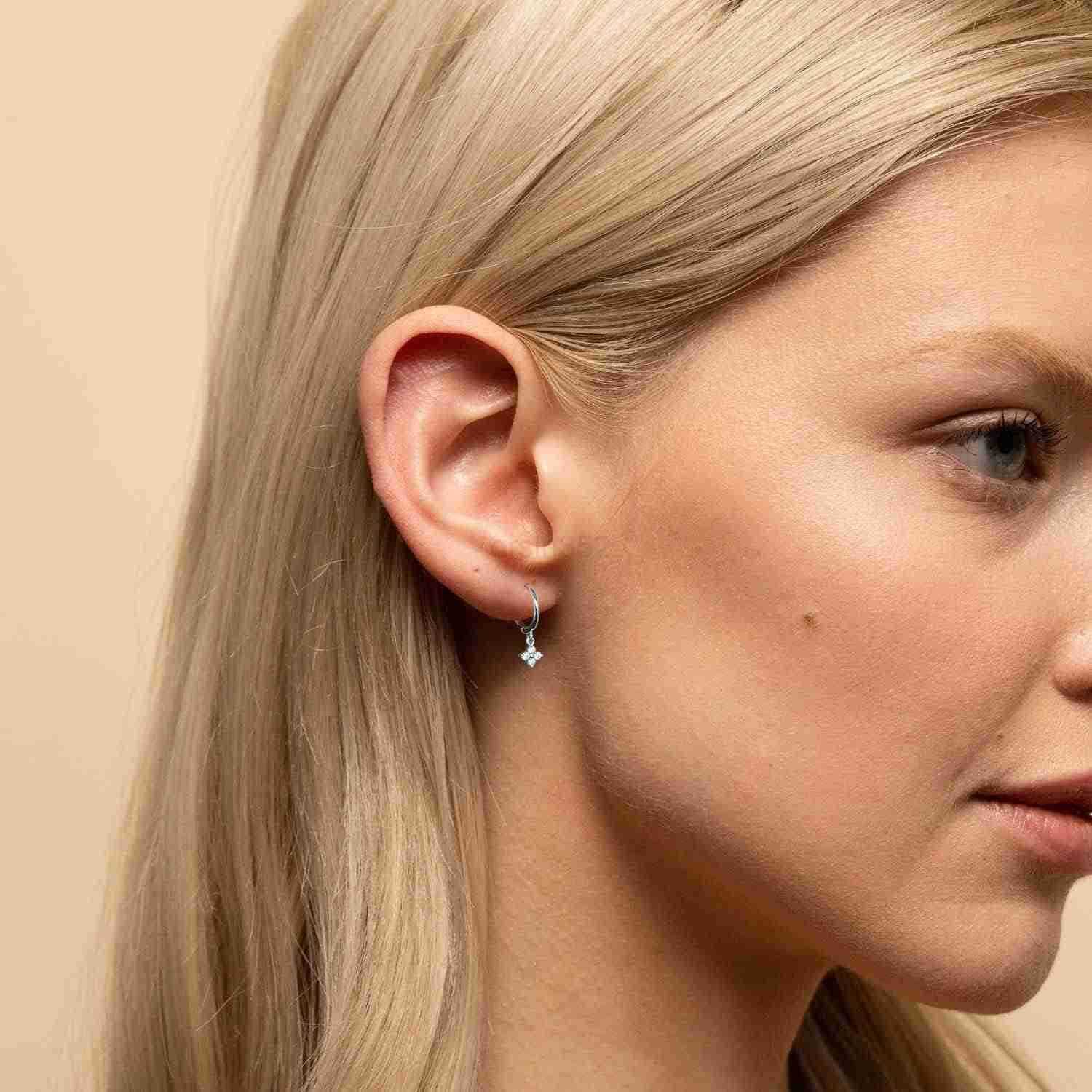 Flower Shaped CZ Dangle Hoop and Stud Earrings Sets for Women Drop Huggie Earrings with Cubic Zirconia Charm in Sterling Silver Gifts for HerW250911