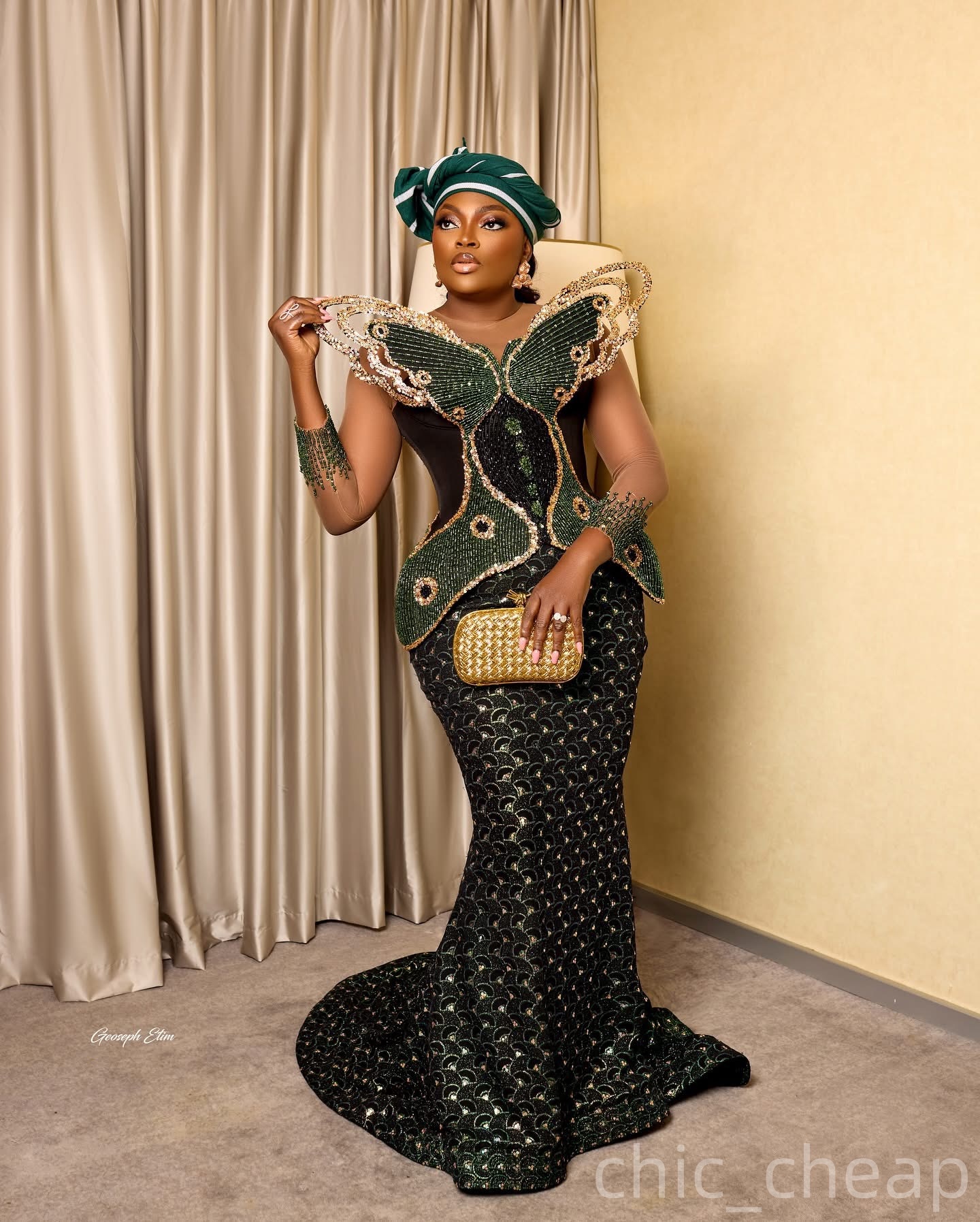 Aso Ebi Dark Green Mermaid Prom Dresses 2025 Beaded Florals Sequined Evening Formal Party Second Birthday Engagement Gowns Plus Size Dress For Special