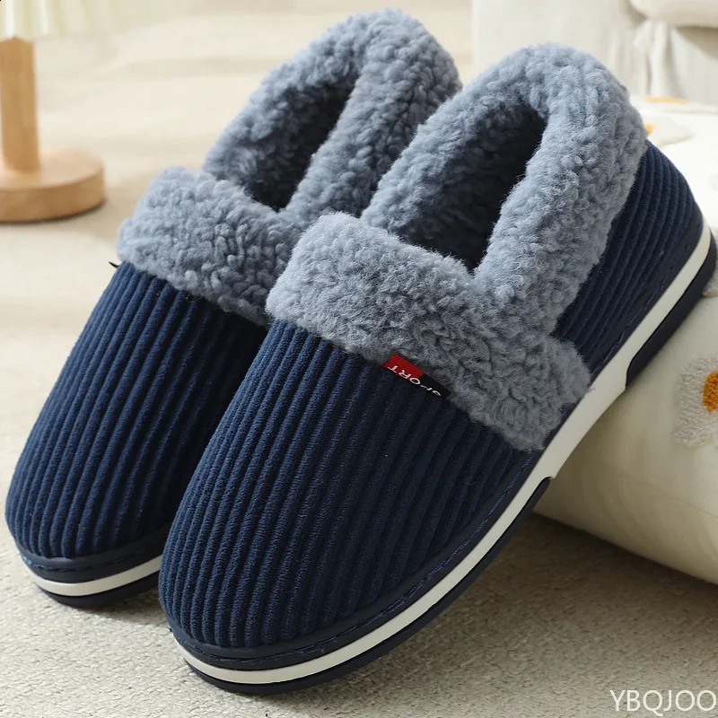 Winter Couple bag heel slippers Indoor Plush Cotton shoes Fluffy Fur non slip Slippers Men Casual Soft soled Shoes Zapatos Homme250906