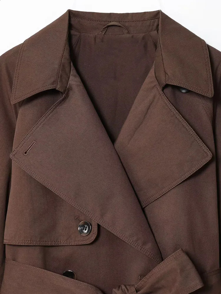 AZRAF Fashion European and American Style Autumn with Belt Short Coat Chic Lapel Button Long Sleeve Outerwear Muje 250911