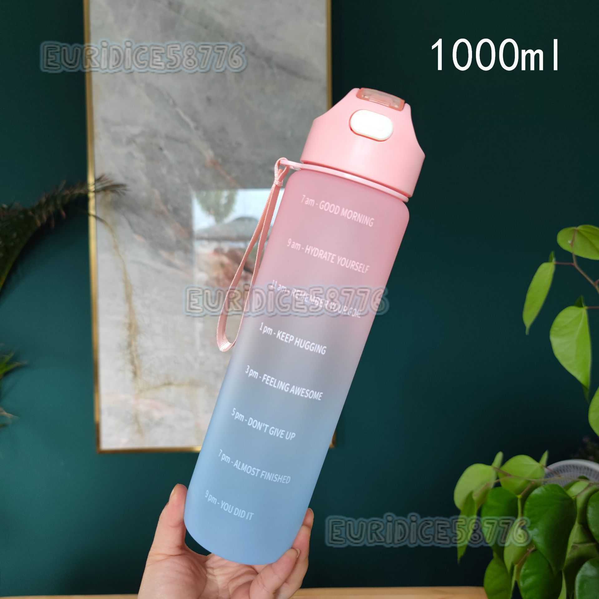 New Simple Gradient Matte Spout Plastic Water Cup with Portable Strap for Adults Outdoor Sports Water Bottle H250911