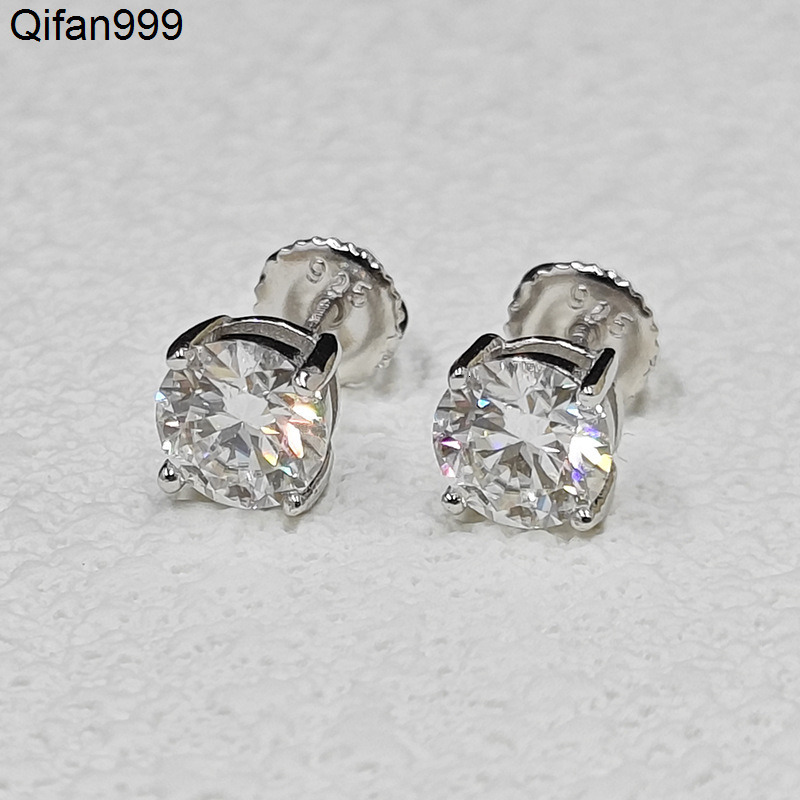 Classic Mossanite Diamond Ear Stud 38mm 1ct 2ct 14K Gold Plated 925 Sterling Silver VVS GRA Moissanite Earring for Women Men