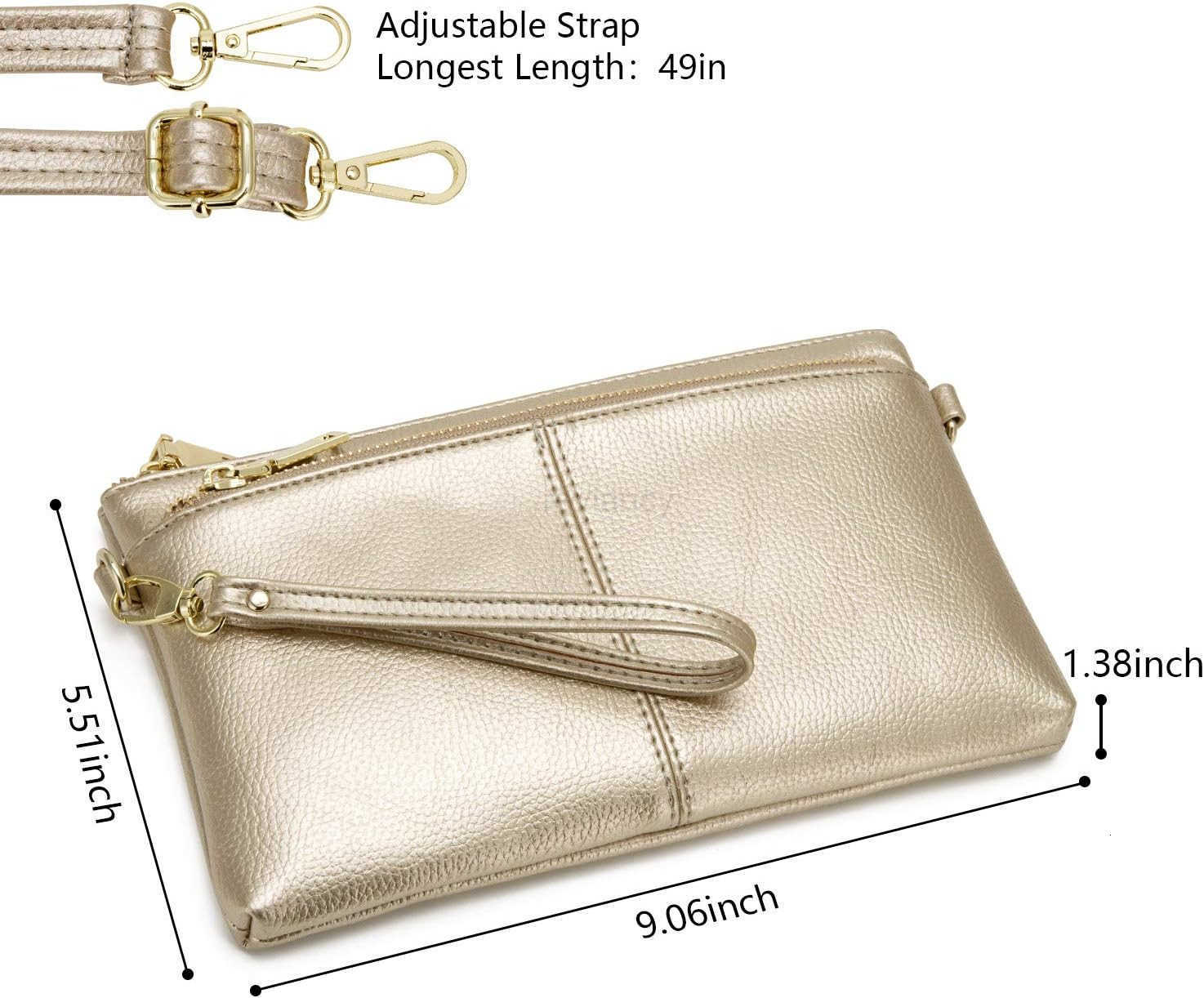 Triple Zip Small Crossbody Bag Lightweight Purses Vegan Leather Wristlet Clutch Includes Adjustable ShoulderW250911