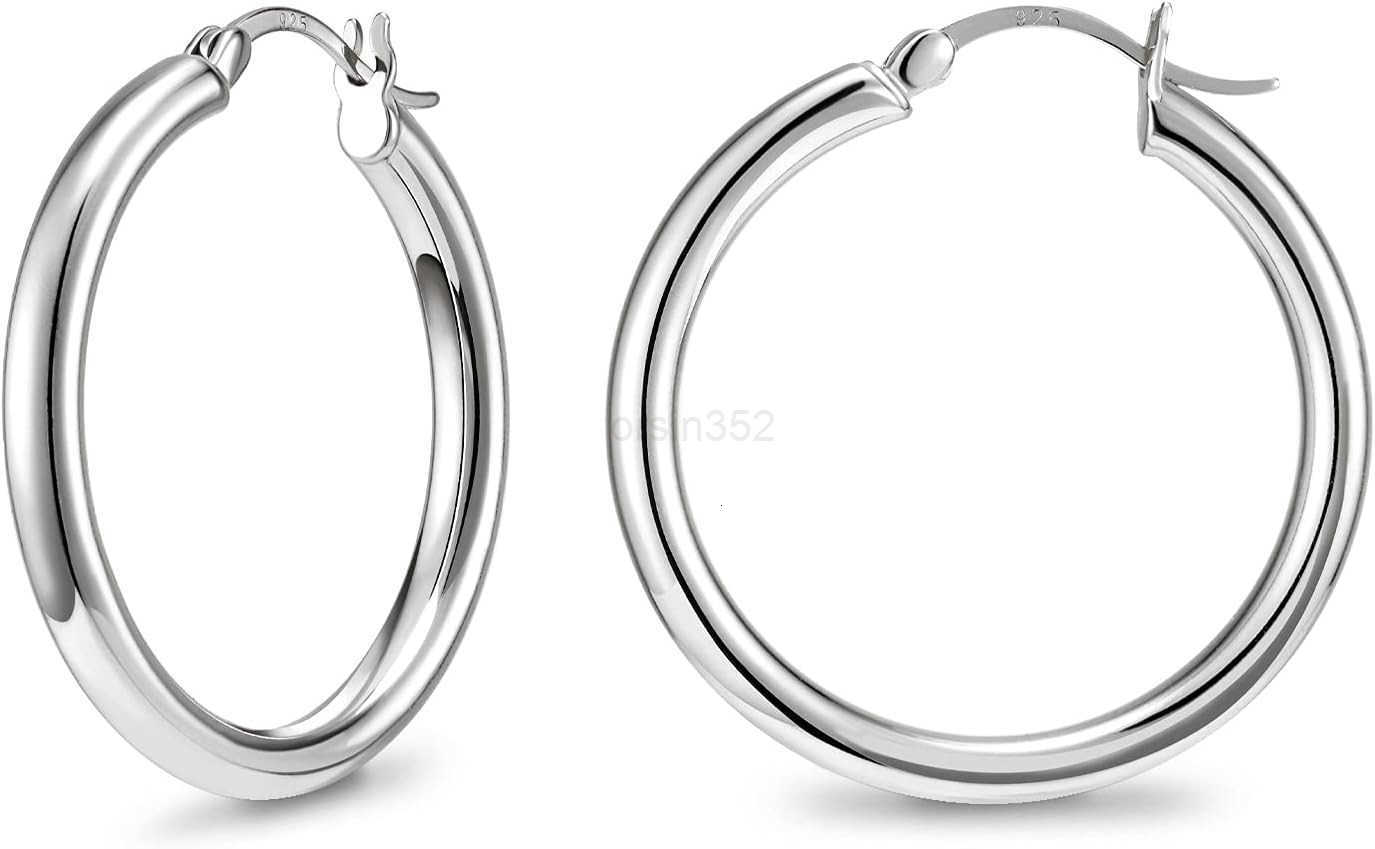 925 Sterling Silver Hoop EarringsChunky Huggie Earrings for Women Diameter 25304050MMW250912