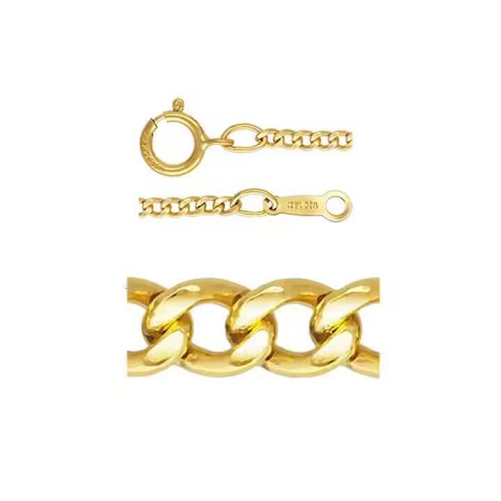 Wholesale Fine Real 14k Gold Filled 2mm Stamped Cuban Link Chain Necklace for Women Permanent Jewelry Gifts