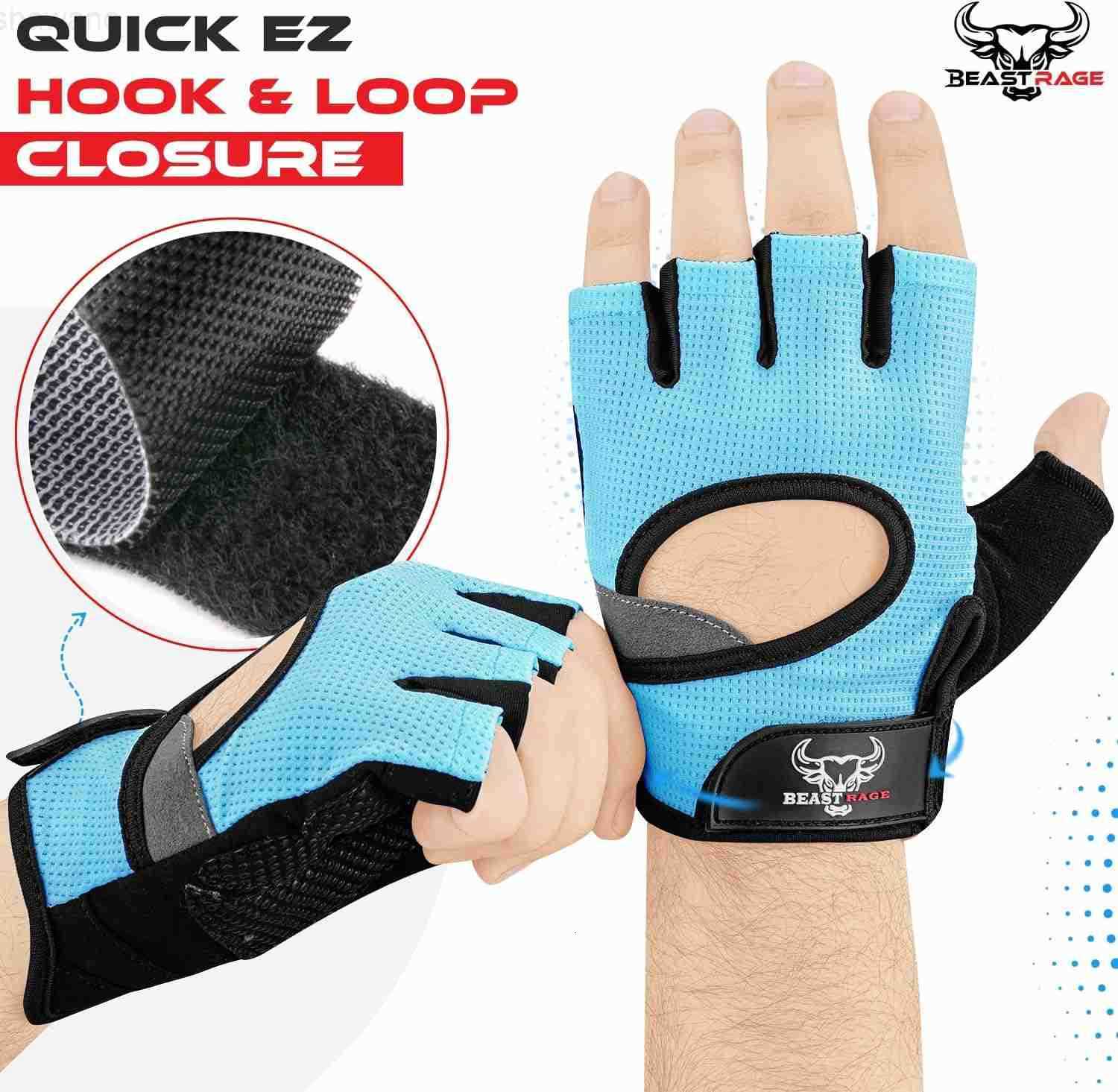 RAGE Fingerless Weight Lifting Gloves with Palm Protection Padding Breathable Lightweight Gym Gloves for Men Women Weightlifting Cycling Exercise Trai