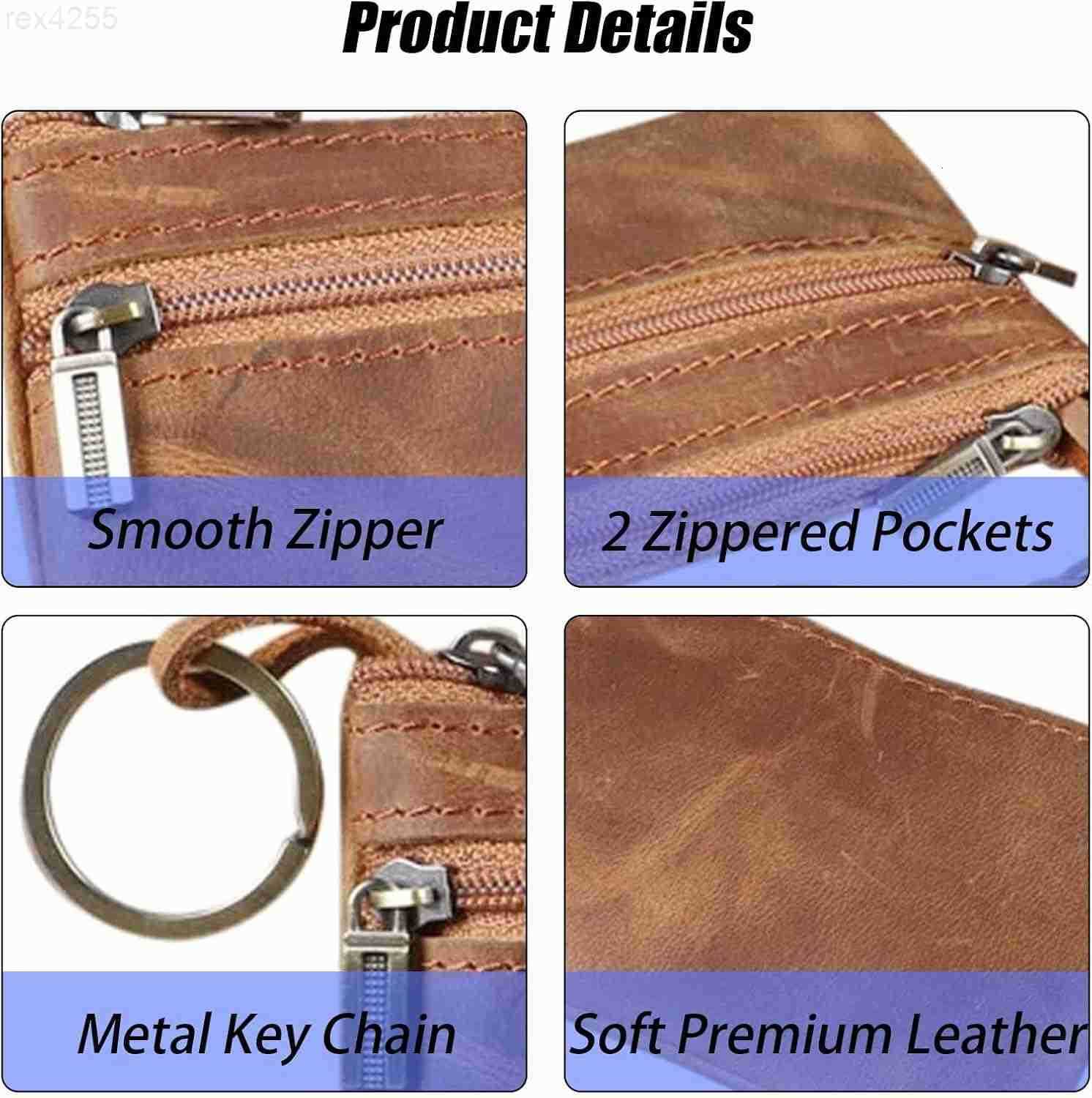 Coin Purse for MenCoin Pouch for MenGenuine Leather Mens Tray Purses Coin Purse Cash Change Wallet Key Holder Money Pouch brownW250911