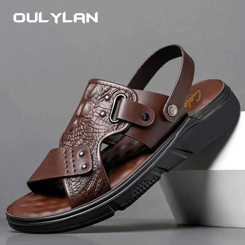 Big Size Men Leather Sandals Summer Classic Men Shoes Slippers Soft Sandals Men Roman Comfortable Outdoor Walking Footwear250906