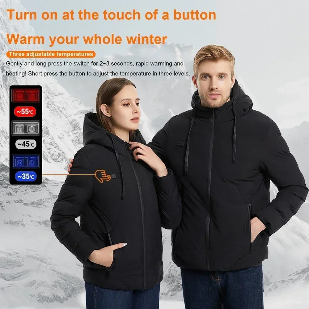 Heated jacket 411 zone smart USB single and double control electric heated Coat winter camping hiking mens hooded Parka 6XL 250911
