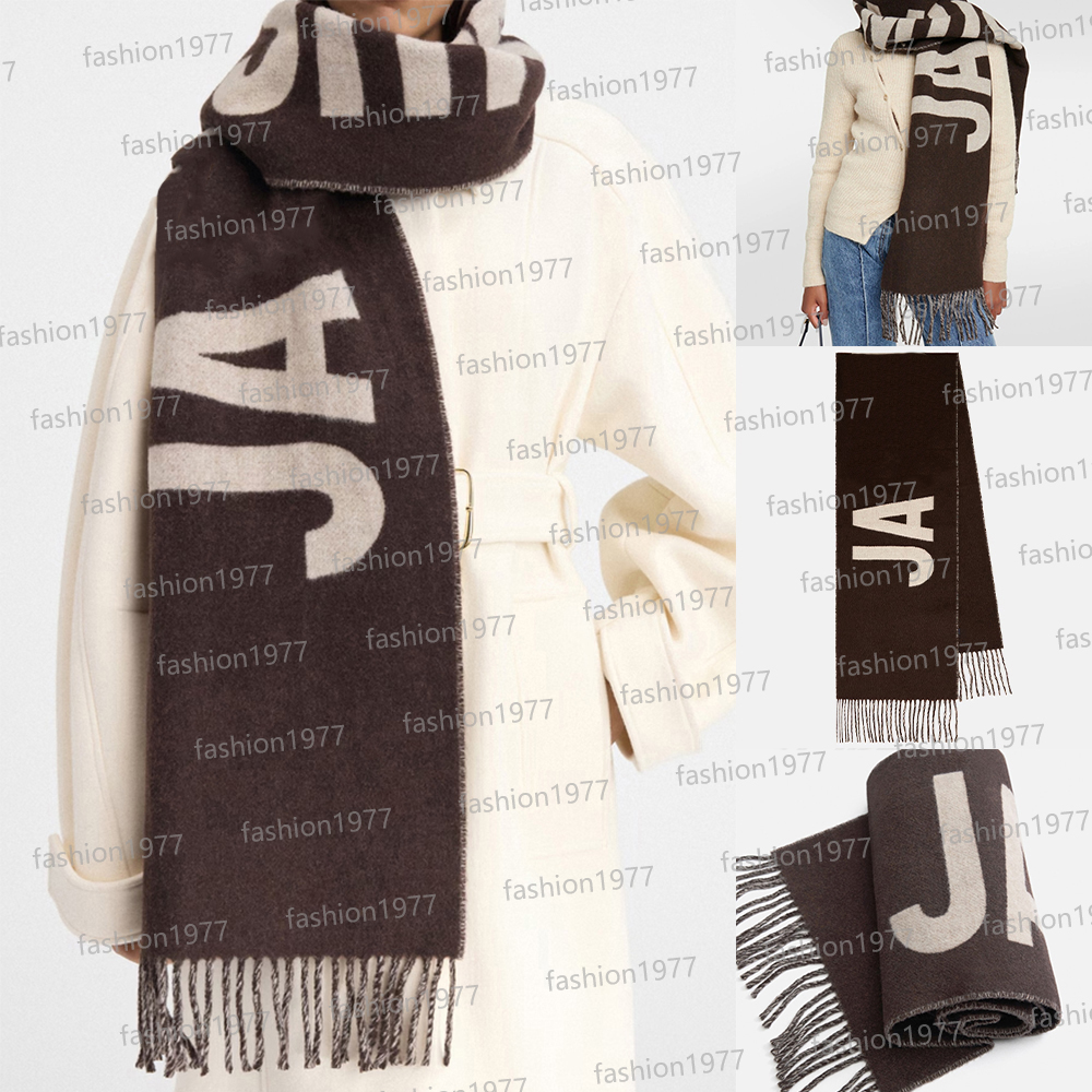 Designer scarf Wool fringe scarf cashmere thick shawl Thickened Warm Scarf 100% Virgin wool Autumn Winter scarf Black pink Cream scarfs 35x185cm with box