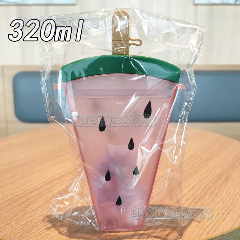 Watermelon Straw As Plastic Water Cup Portable Strap Cold Water Cup Water Bottle H250911