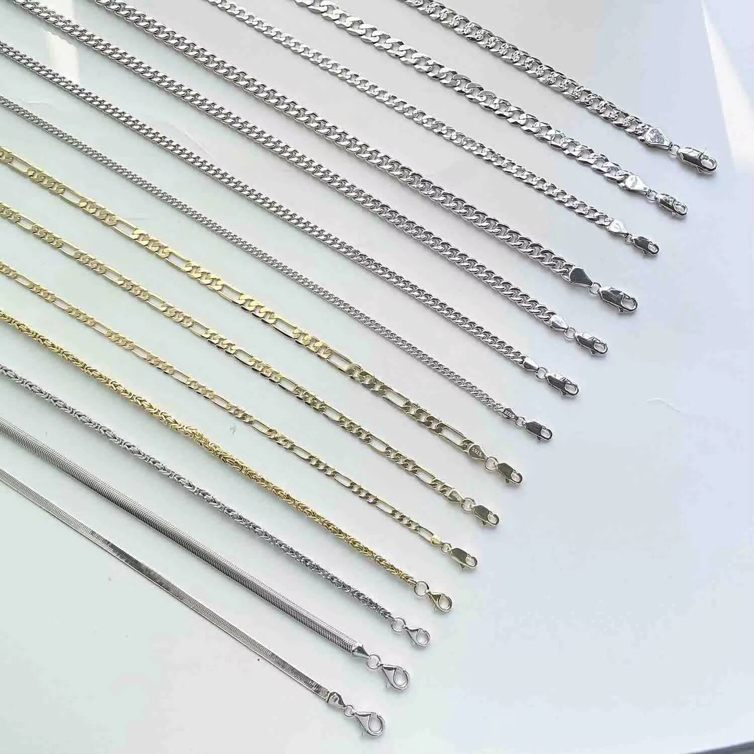 Wholesale Custom Trendy 925 Sterling Silver Gold Plated Hiphop Byzantine Miami Cuban Link Chain for Men Women